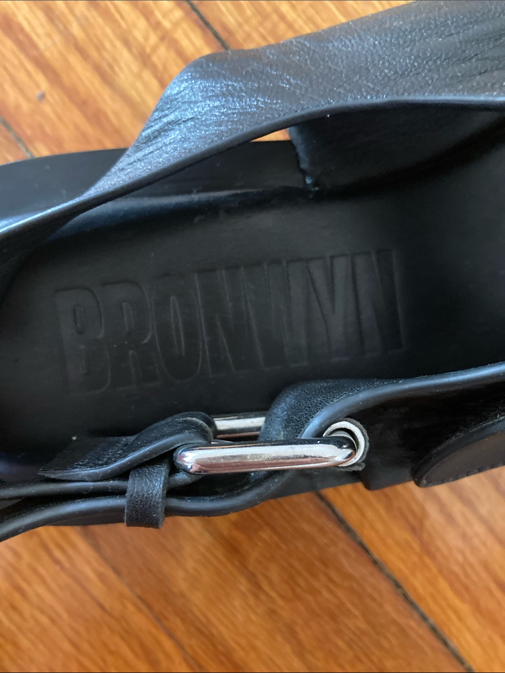 Bronwyn Black Leather Buckle Strap Sandals — image 2 of 7